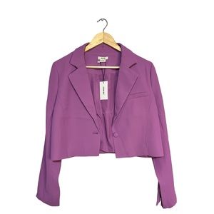 Jason Wu Lilac Long Sleeves Relaxed Fit Cropped Blazer Women’s Size L
